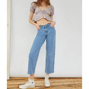 Sunday Best Aritzia Women's Large Lavender Kaia Top Puff-Sleeve Tie-Front $48